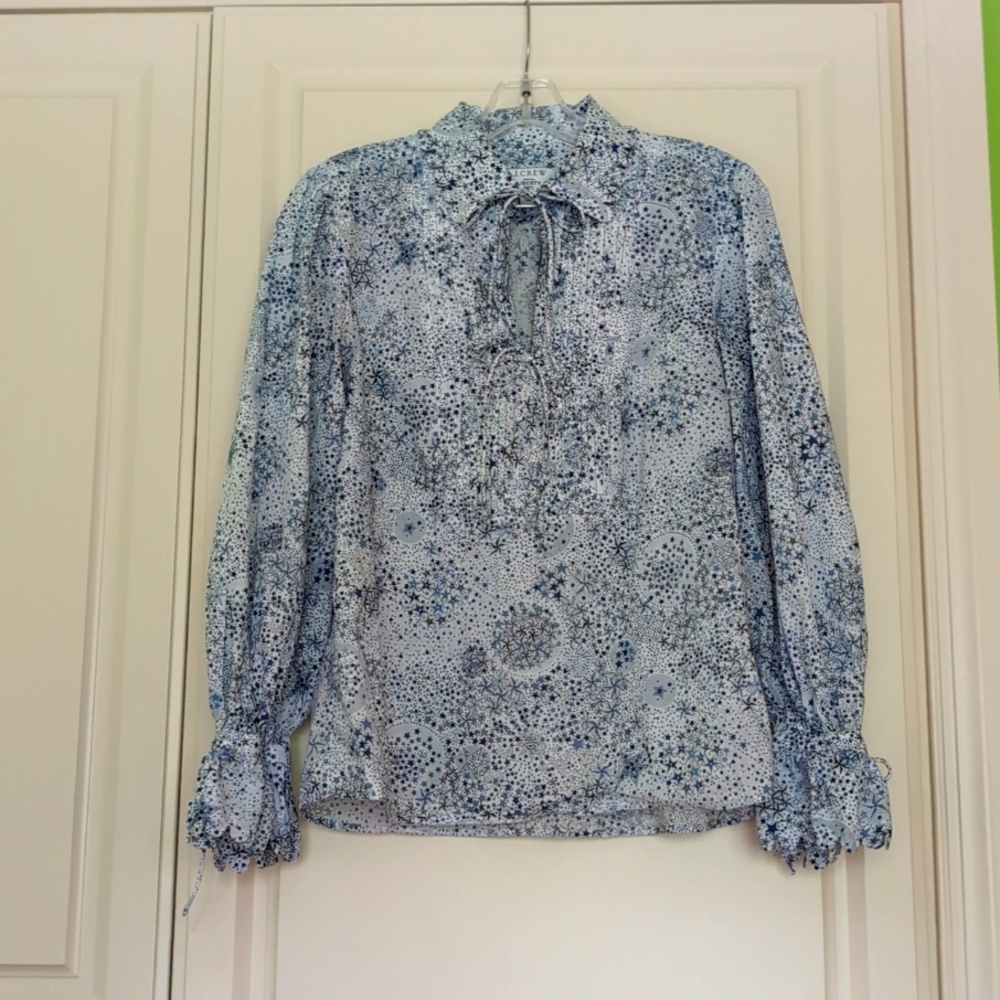 J. Crew Blue Floral Blouse